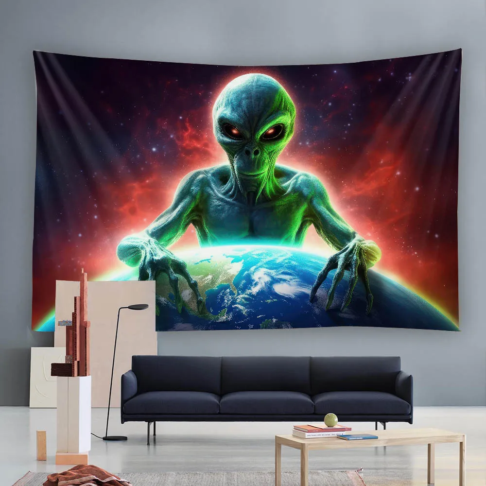 Mysterious Alien Tapestry Exploration Earth Hippie Psychic Living Room Esports Anchor Room Men's Decorative Wall Hanging Cloth