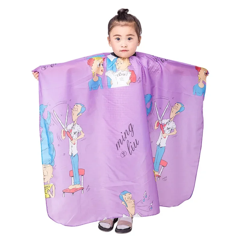 Children Cartoon Waterproof Hairdressing Cape Rocket Pattern Salon Barber Hair Wrap Dyeing Haircutting Soft Cloth Styling Tools