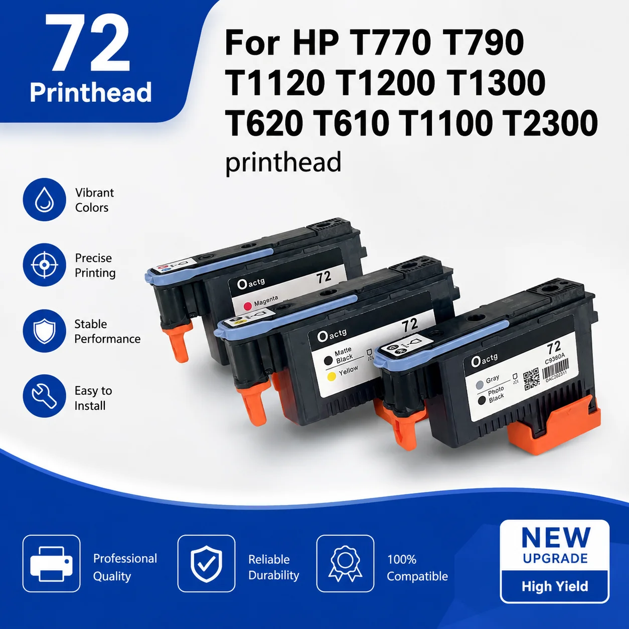 

Compatible with HP72 printhead applicable to Designjet hp610 620 T790 T795 T1100 1120 T1300.T2300 T770 HP72 printhead A+