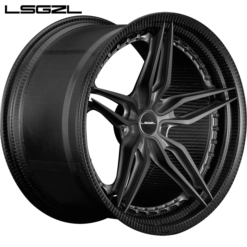 

LSGZL 18-21 Inch Carbon Fibre Wheel Hub 2022 Lc300 Style Rims For Land Cruiser 300 Black Finish Racing Car Wheels