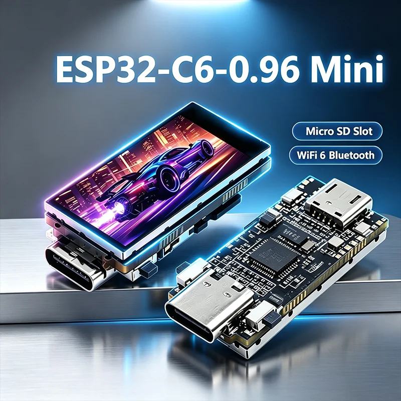 ESP32-C6 Development Board 0.96 Inch ST7789 LCD Display 160x80 with SD Card Slot LVGL for Arduino IoT Projects