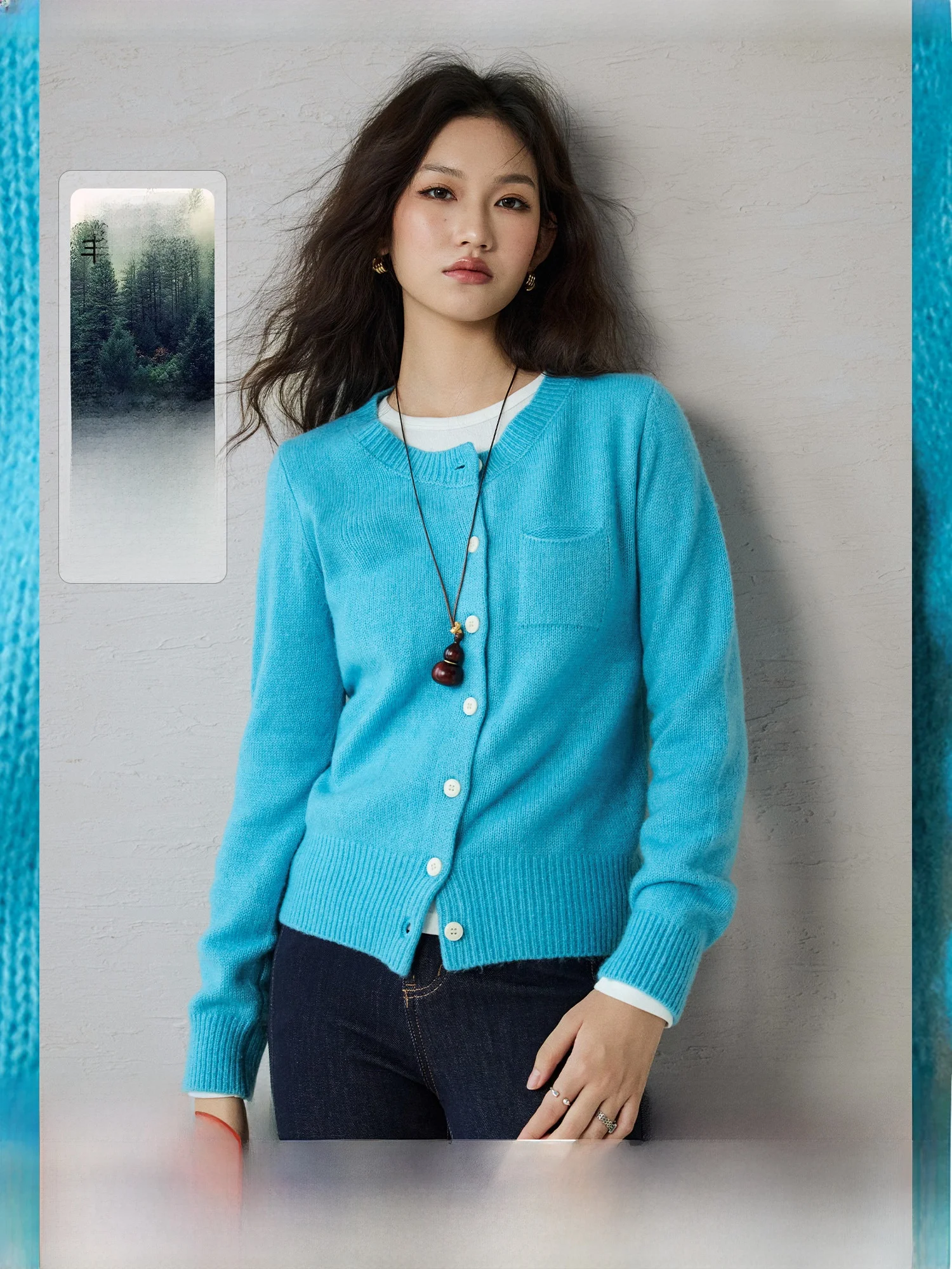 

NAGUAGU Classic round Ne Knitted Open Cardigan Soft Camere Wool Casual Sle Women's Faion Inner Wear ort Loose Fit