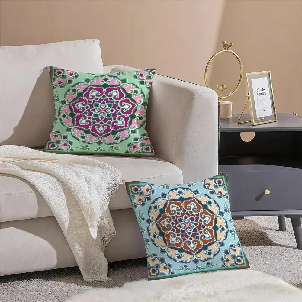 Layered Ornate Art Chinese Composite Flowers Cushion Cover Sofa Home Living Room Car Decor Washable Decorative Square Pillowcase