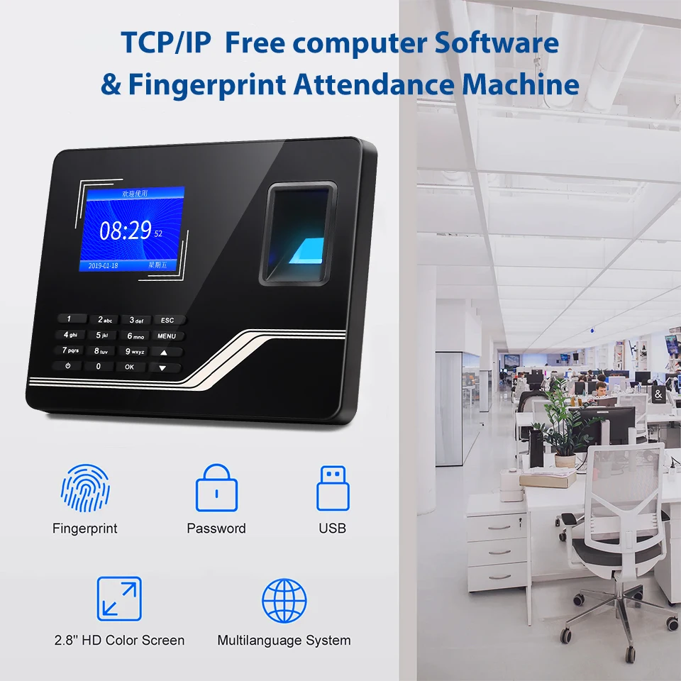 Time Clocks for Employees Small Business TCP/IP Network Office Fingerprint Time Clock Automatic Punch in and Out Time  Machine