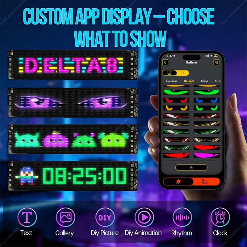 USB LED عين الشيطان عرض الزجاج الأمامي الديناميكي للسيارات شاحنة الرسوم المتحركة وامض عيون الشيطان الأمامي والخلفي الزجاج الأمامي ضوء ديناميكي #4