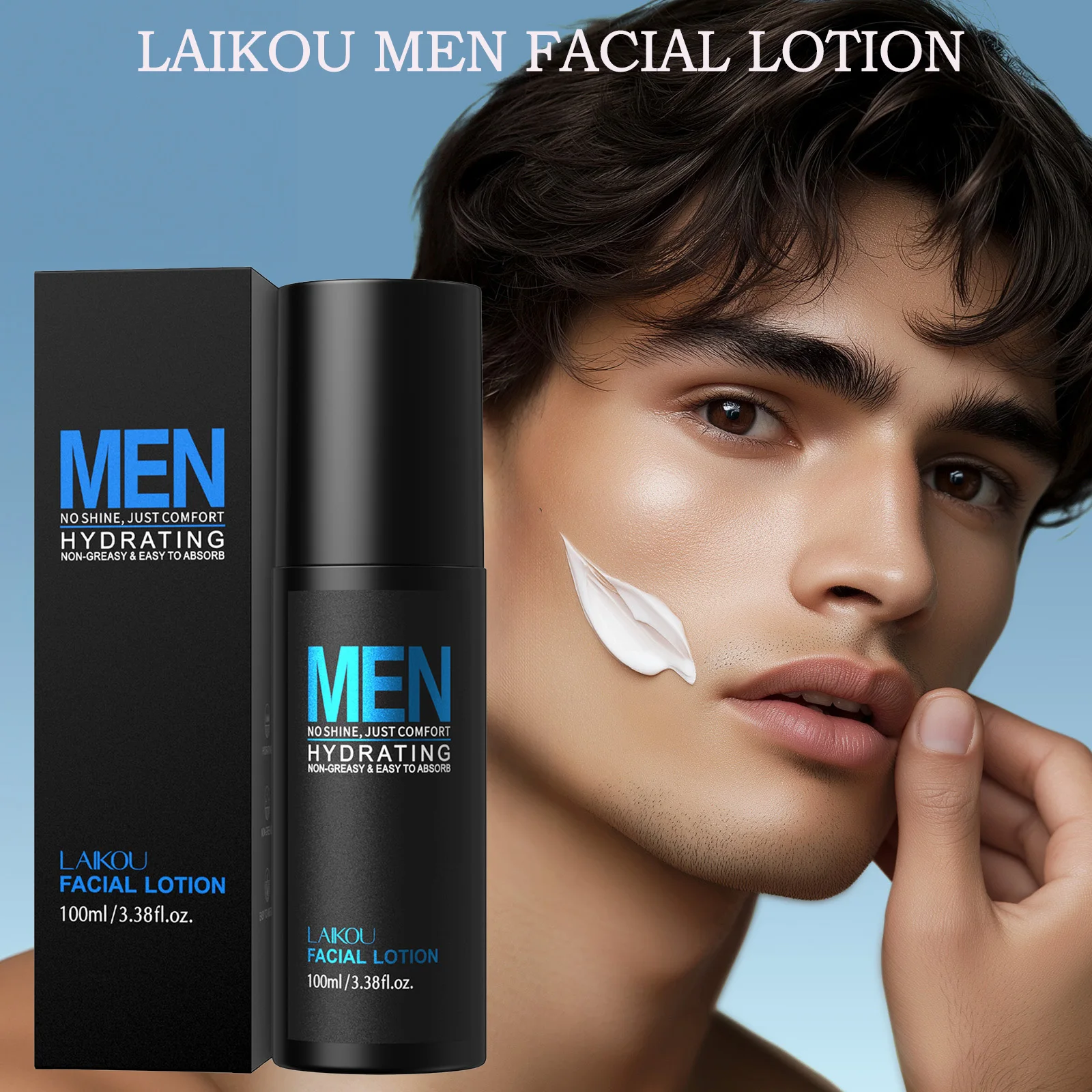 Loción Facial LAIKOU para Hombre 100ml, Control de Grasa, Hidratante, Refrescante, Crema Facial para el Cuidado de la Piel, Reparadora, Suavizante, Uso Diario