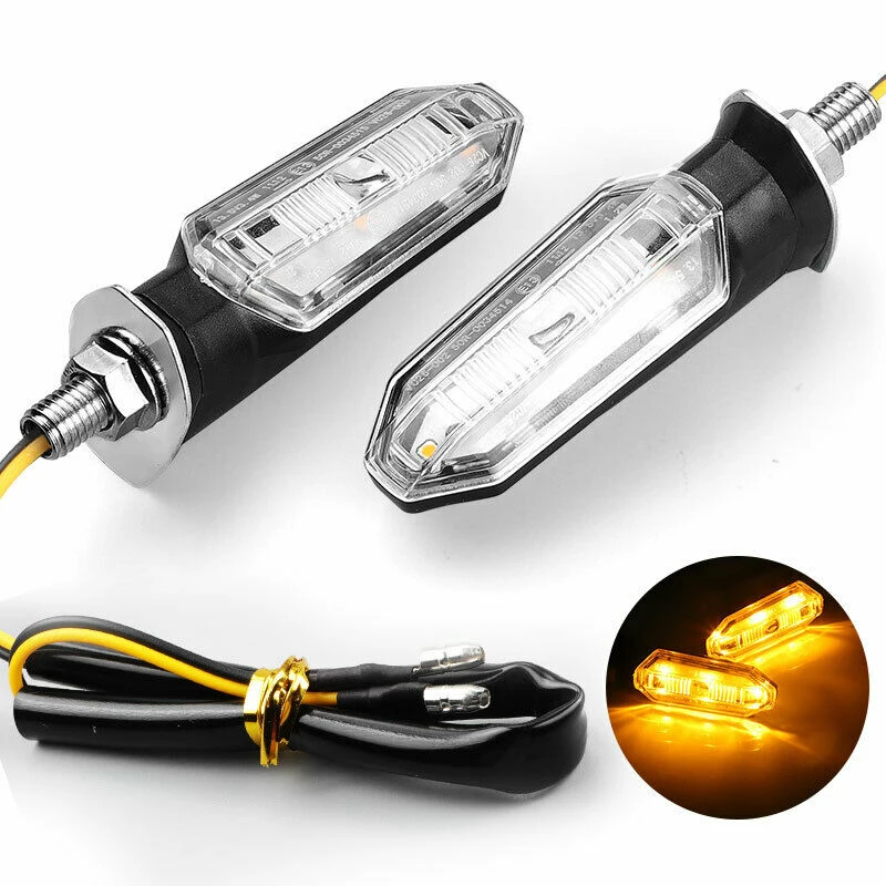 2PCS Universal LED Motorcycle Turn Signal Light Rear Lights Lamp 12V IP67 Waterproof Amber Flasher Indicator Blinker