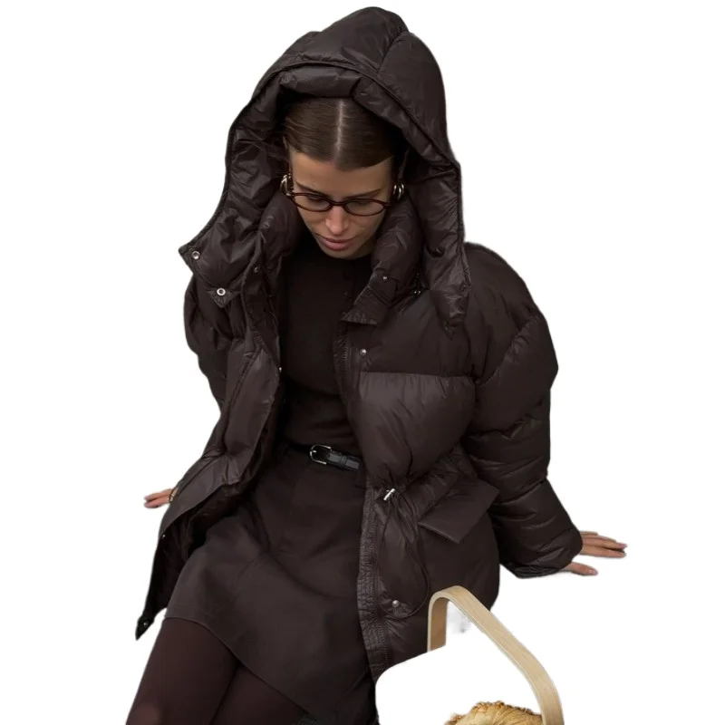 

Модная яркая кожаная однотонная хлопковая одежда с капюшоном High Street, короткие зимние парки с воротником-стойкой, 2026, теплая одежда для хлеба