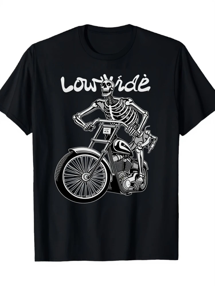 

Skeleton Motorcycle Graphic Vintage Chopper Bike Design -100% cotton summer O-neck short sleeve casual printed men's T-shirt.