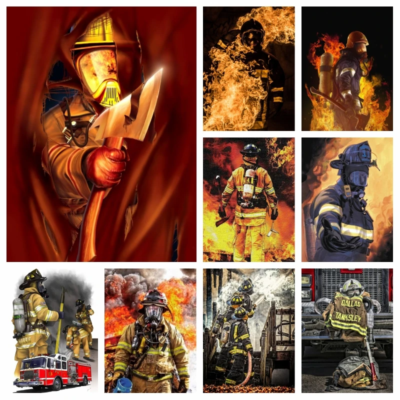 Fighter Heroes Fireman Diamond Painting Wall Art Loyal Guardian Picture Mosaic Cross Stitch Kit Handmade Gift Home Decor