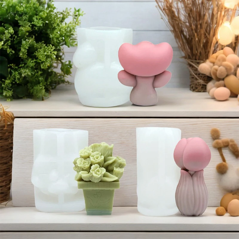 

Пасхальная 3D силиконовая форма для тюльпанов, сделай сам, вышитый цветок тюльпана, гипсовая ароматерапевтическая свеча, силиконовая форма