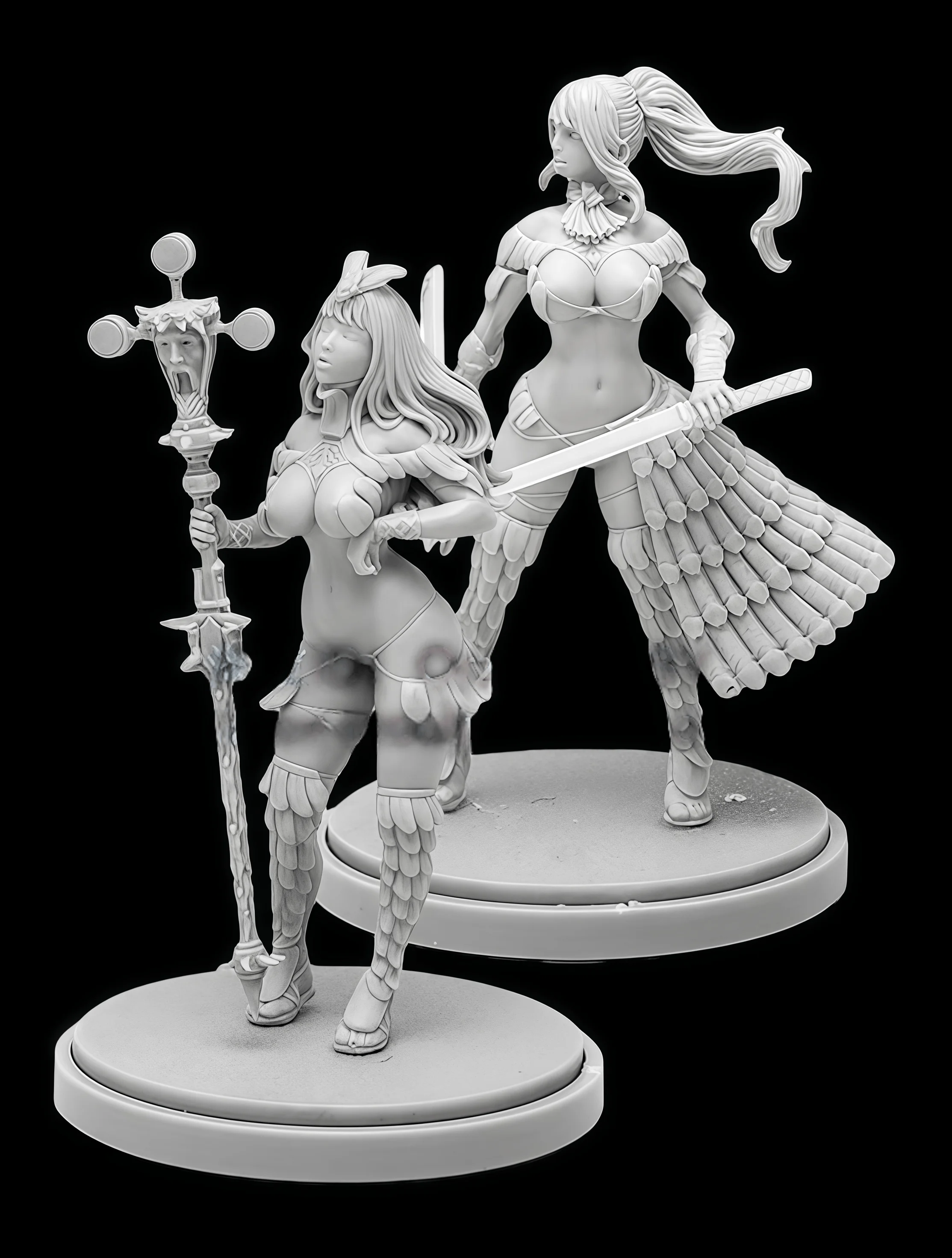 

40mm Die-casting Resin Model Assembly Kit, GK， Two Wizards, Unpainted, Need To Be Assembled