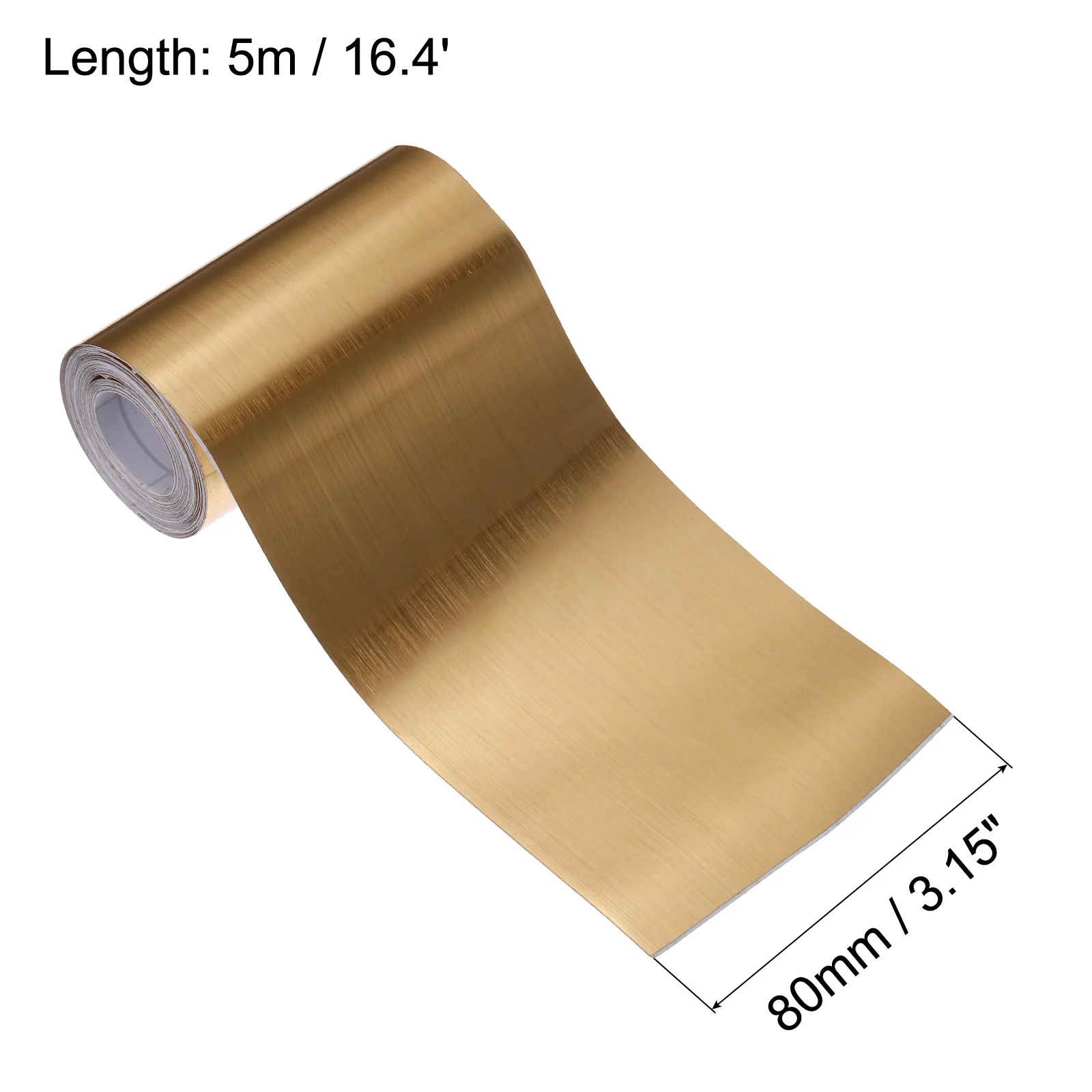 5m Self Adhesive Waterproof Peel and Stick Decorative Tape PVC Removable Tape for Wall Edge Gold Tone Brushed