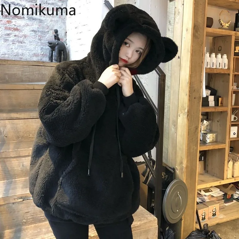 2024 Odzież damska Oversized Hoodies Y2k Tops Streetwear Rabbit Ears Hooded Sweatshirts Thicked Casual Chic Hoodie Ropa Mujer