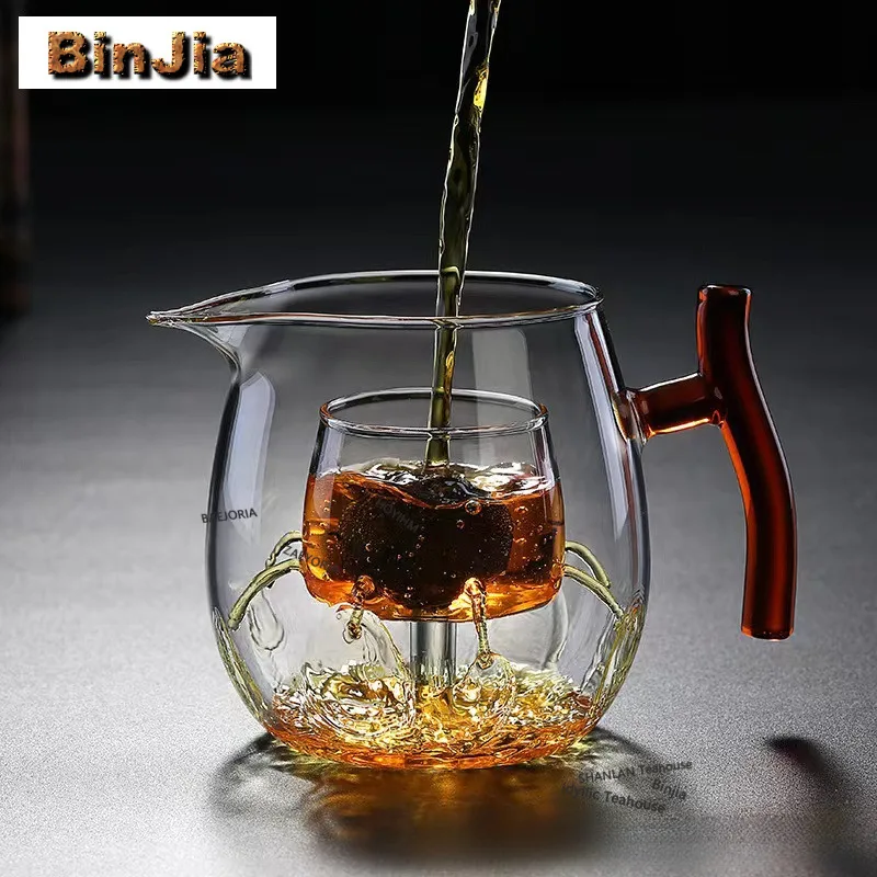500ml Small Citrus Pu-erh Glass Tea Pitcher Divide Tea Cha Hai Dispenser Justice Cup Oolong Tea Fair Mug Drinkware Gift Supplies
