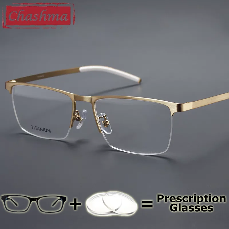 Chashma Prescription Glasses Men Super Quality Eyeglasses Frames Top End Pure Titanium Ultra Light Wide Spectacles Myopia Lenses