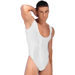 Mens Lingerie Bodysuit Gymnastics Swimsuit Glossy Backless Bodysuit Pool Party Swimwear Training, Swimming Yoga Dance Fitness