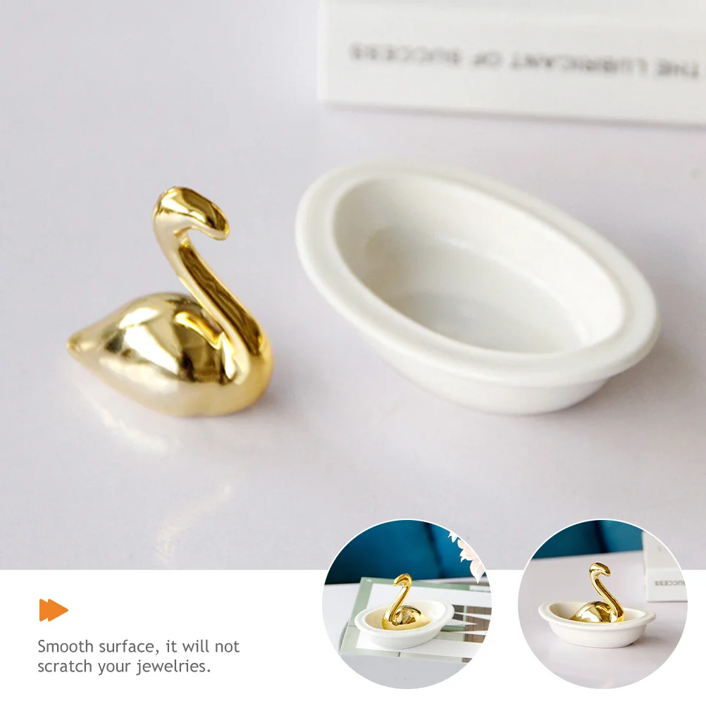 Ceramic Flamingo Jewelry Dish Jewelry Organizer Tray for Rings Earrings Necklace Storage Smooth Surface Decorative Tray