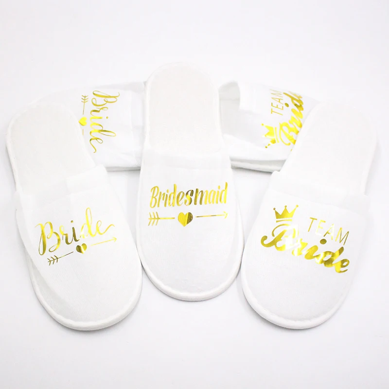 Letter Bride Shower Bride Wedding Decoration Bridesmaid Hen Party Spa Soft Slippers Ladies Bachelorette Party Supplies Gift