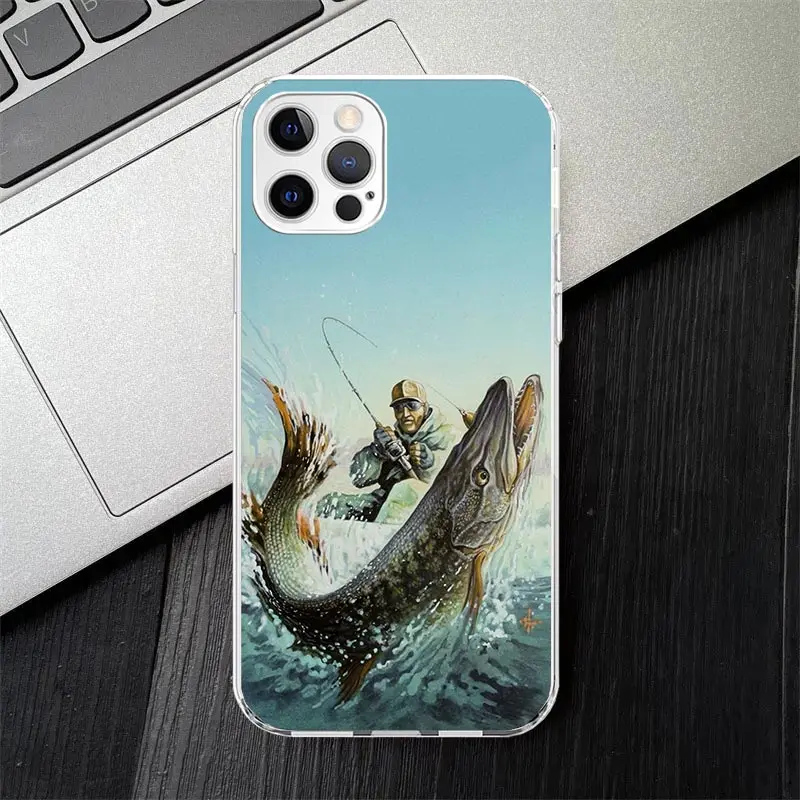 Hunting Fishing Man Soft Silicone Phone Case For Apple iPhone 11 14 15 16 Pro 12 13 Mini XR X XS Max 7 Plus 8 + Fundas Cover 11 