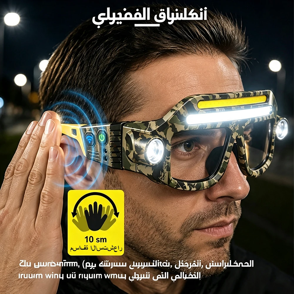 Asafee SY5862-GY Camouflage Glasses Light 7 Modes Induction Rechargeable Headlamp Waterproof Lightweight Clip-on Eyeglass Lamp