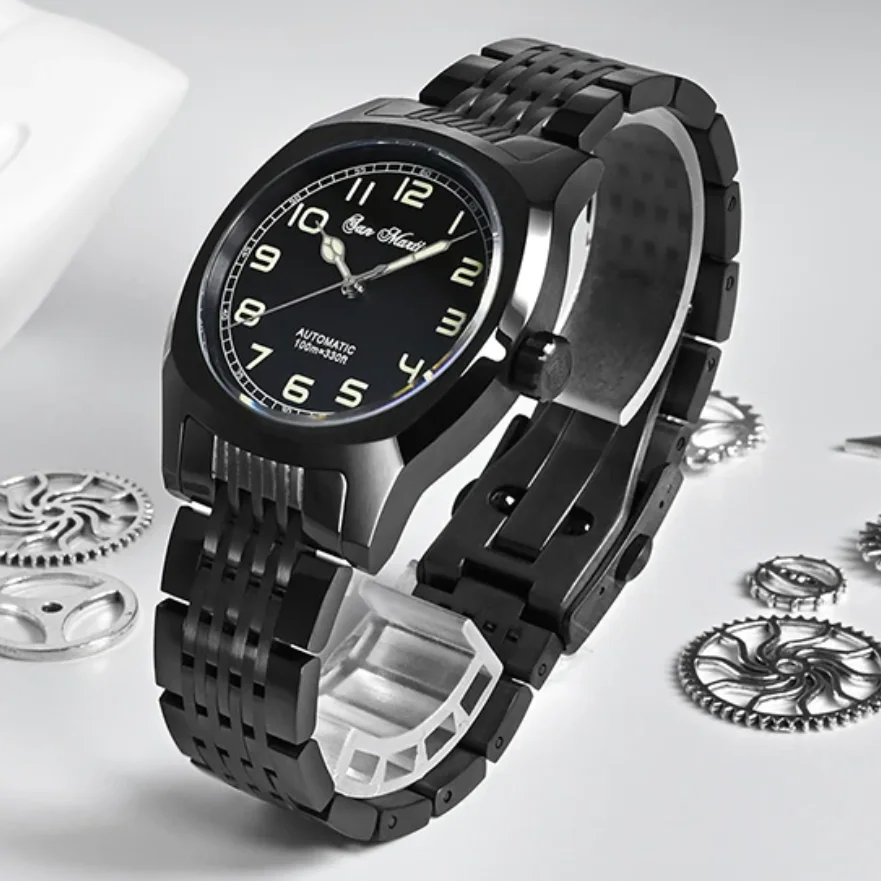 

San Martin Мужские автоматические часы 38 мм Механические наручные часы 100 м Водонепроницаемые C3 Светящийся сапфировый стальной ремешок PT5000 SW200