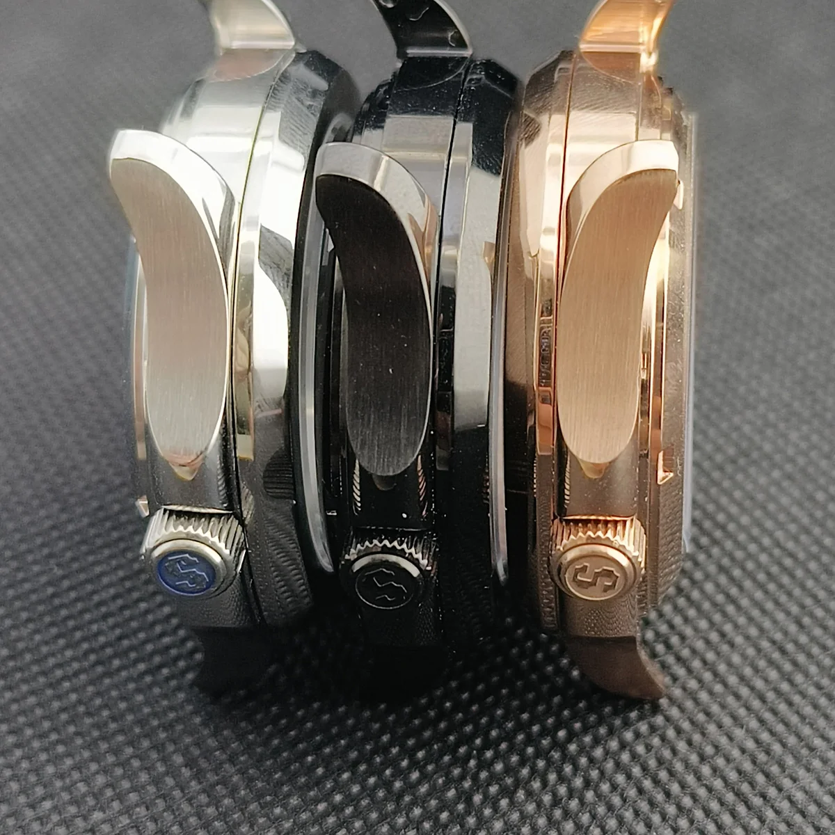 Nautilus shiny/brushed case crown position S pattern+chapter ring 316L stainless steel case, used for Nh35/36 movement watch 0.1