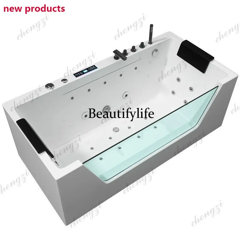 a68Japanese-style luxury, surfing Jacuzzi intelligent heating deep bubble constant temperature acrylic home glass bathtub