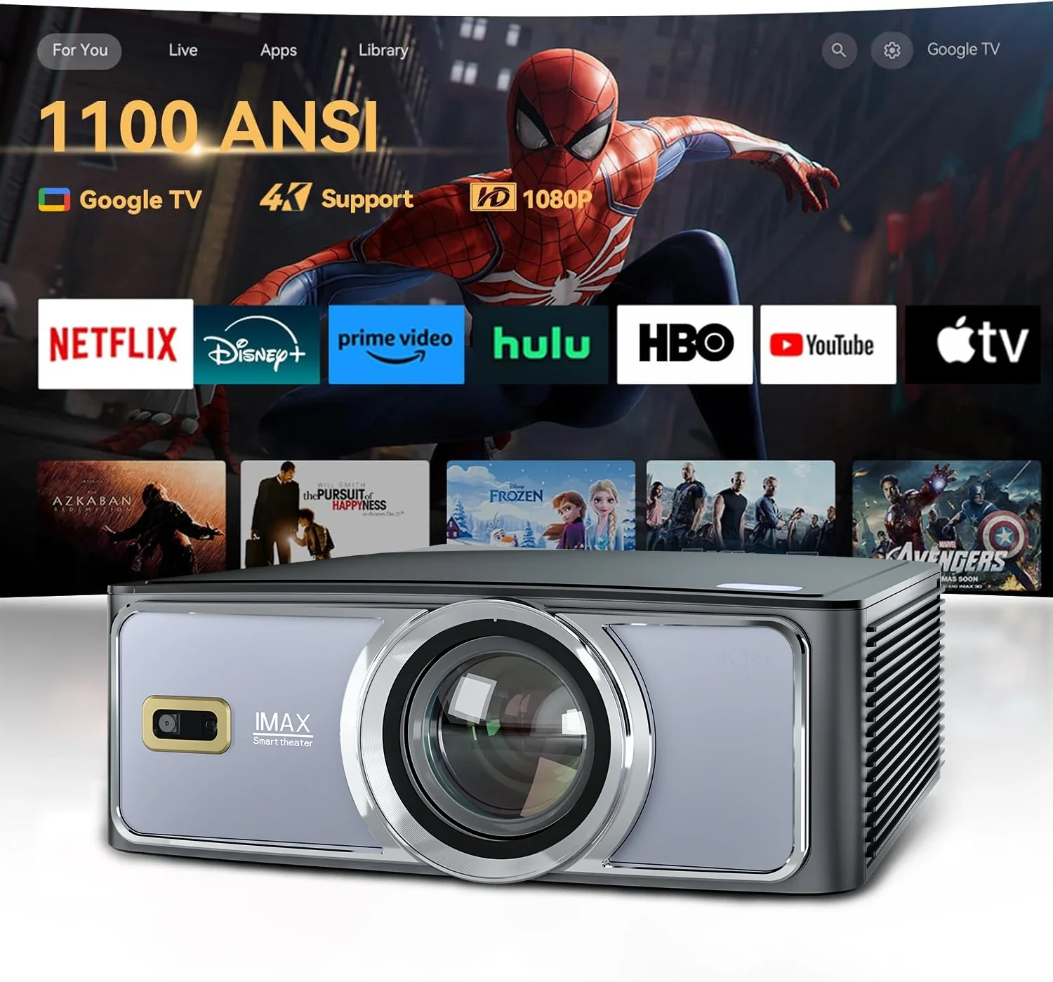 

Новый Super Google TV сертифицированный 20000 люмен Full HD 1080P 4K светодиодный ЖК-дисплей портативный видеопроектор Android для умного дома