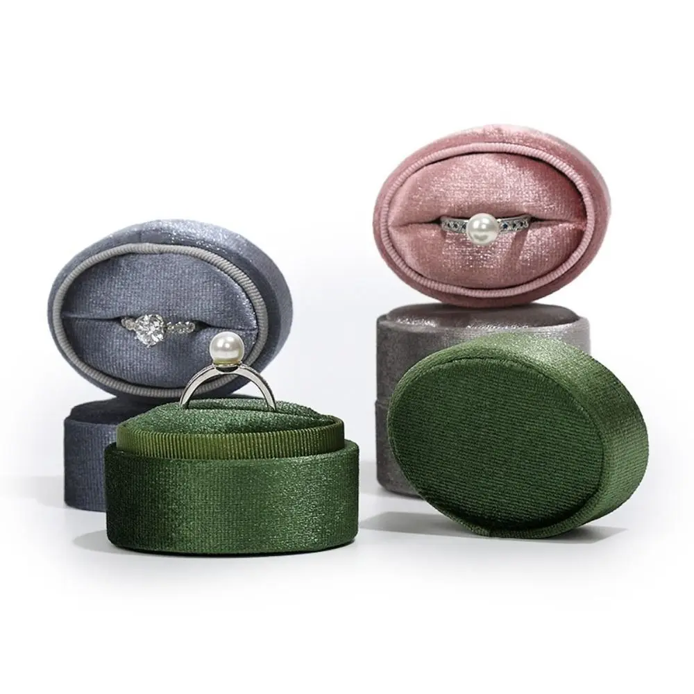 

New Single Velvet Ring Box Velvet Material Display Function Oval Ring Box Romantic Cute Design Wedding Ring Box