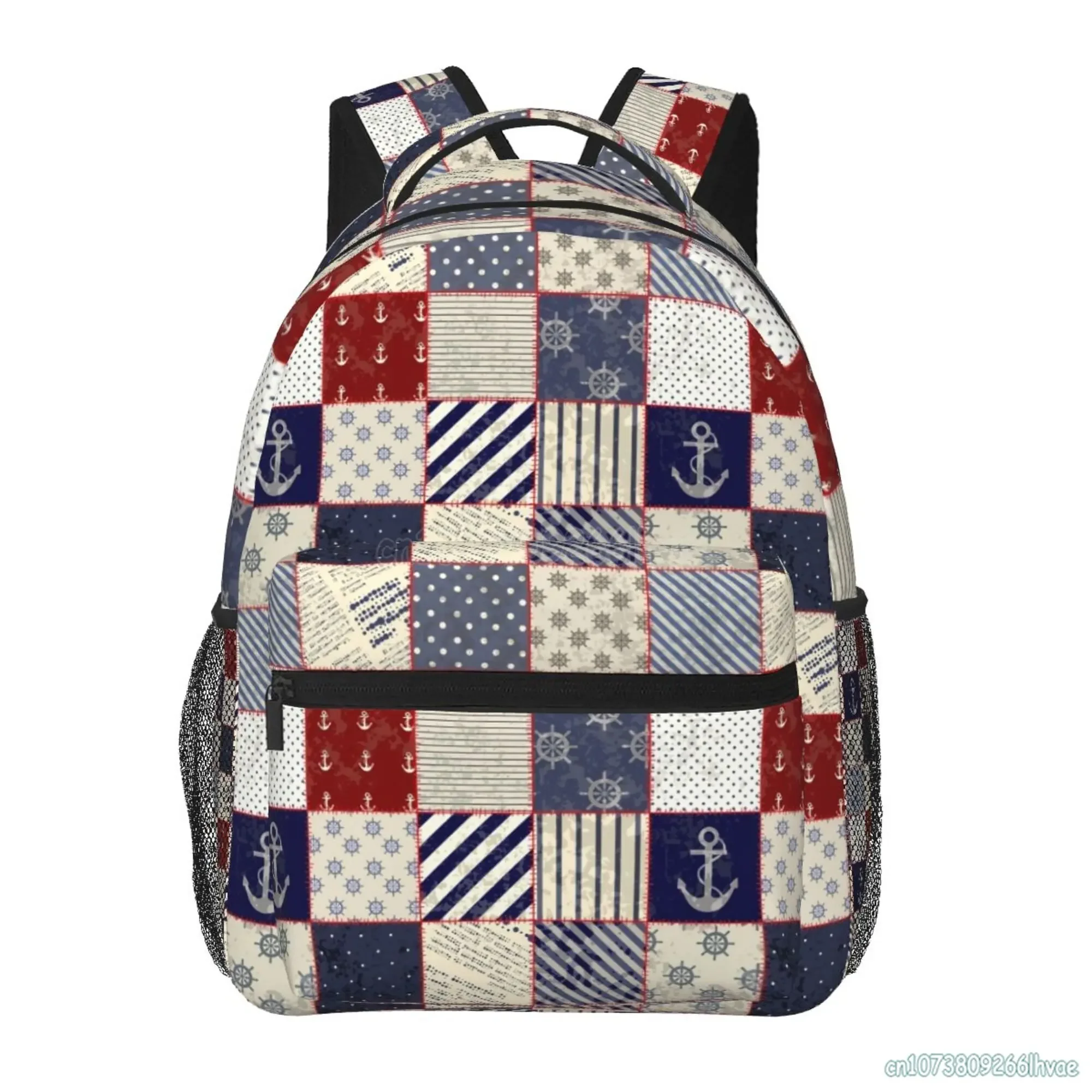 

Nautical Rudder and Anchor Travel Backpack Fashion Student School Bag Large Capacity Laptop Backpacks Unisex Daypacks