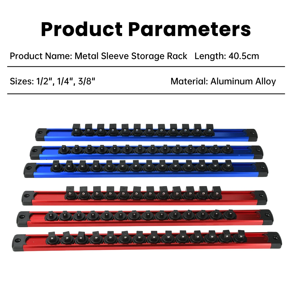 1 Stück 360 ° Schwenkbarer magnetischer Steckdosen-Organizer, 1/4 3/8 1/2 Zoll, Steckdosen-Clip, Schienenhalter, Steckdosen-Rack-Tablett, Handwerkzeuge, Blau, Rot ﻿ – Detail 6