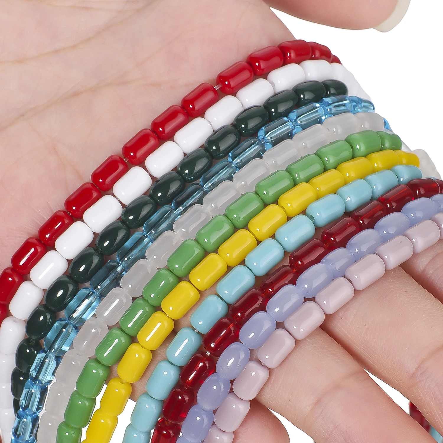 4 x 6 mm bunte zylindrische Porzellan-Kristall-Quarzperlen, glatte, einfarbige Glasperlen für handgefertigte DIY-Armband-Anhänger – Detail 19