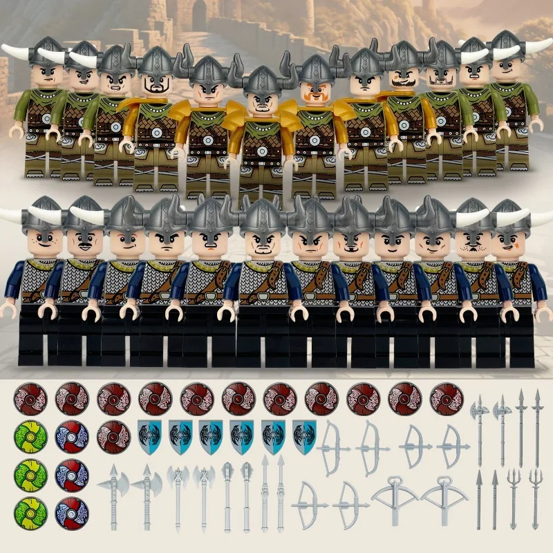 إكسسوارات دمية الفايكنج الصغيرة للأطفال تجميع جزيئات صغيرة من الألعاب والجنود والأسلحة وألعاب الأطفال وهدايا عيد الميلاد.
