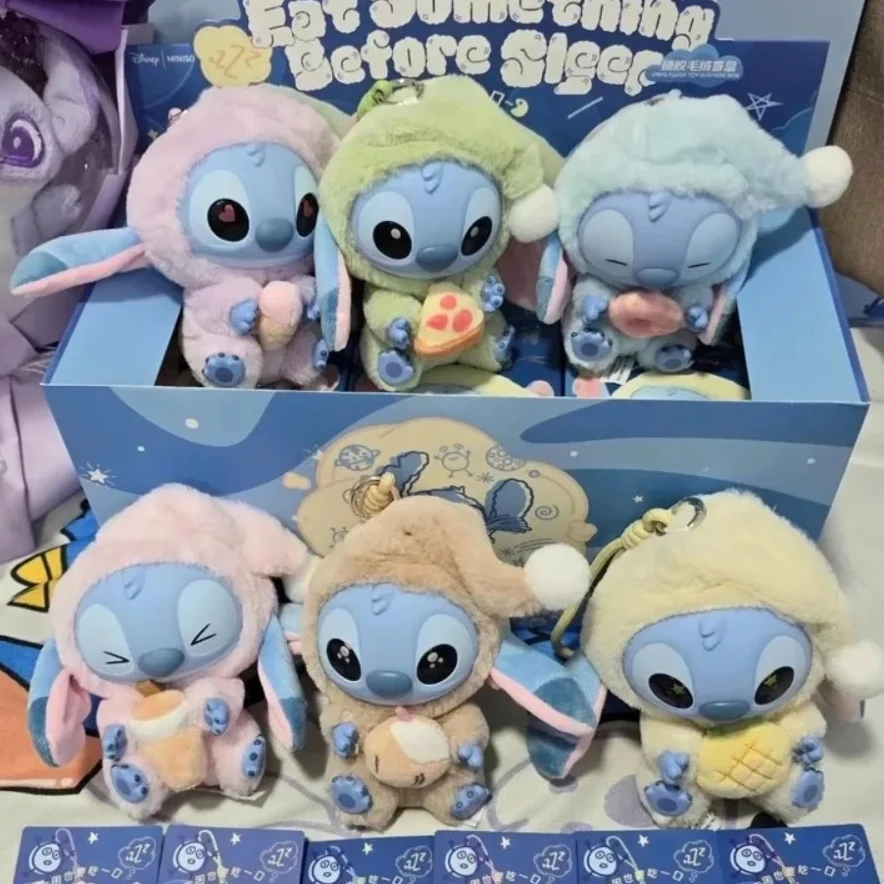 Miniso oficial genuíno disney ponto vinil caixa cega brinquedo boneca pingente para saco série mistério dormir antes de comer tema presente