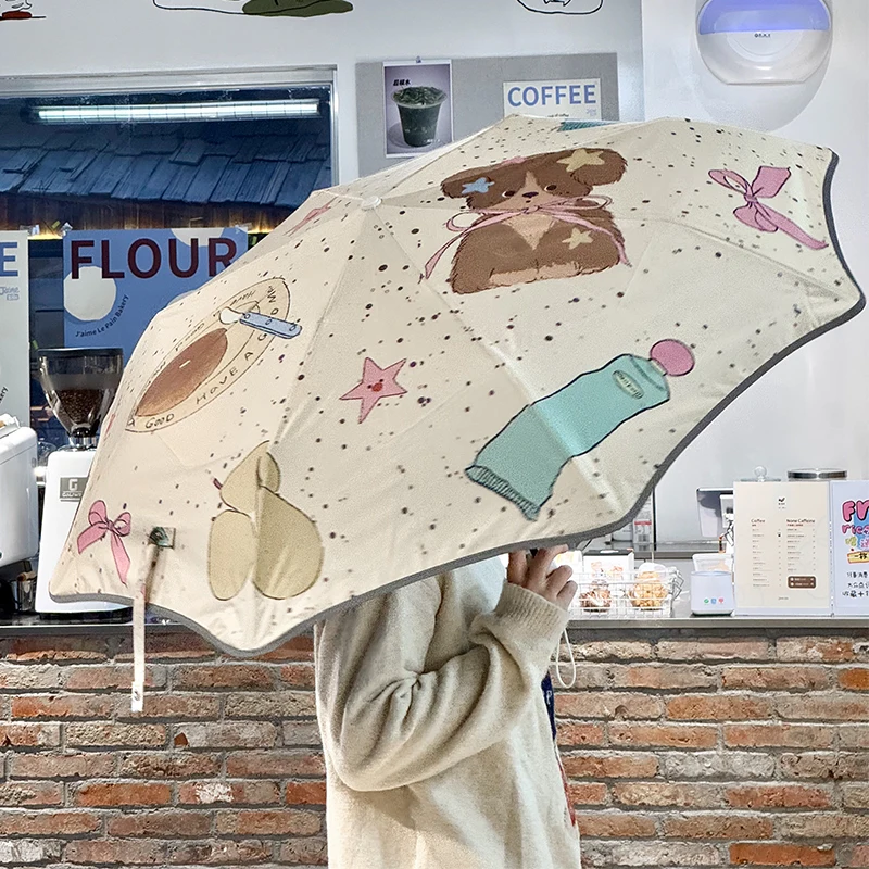 

Автоматическое открытие, закрытие, безопасный круглый угловой зонт с защитой от ультрафиолета для женщин и детей, солнцезащитный дождь, двойного назначения