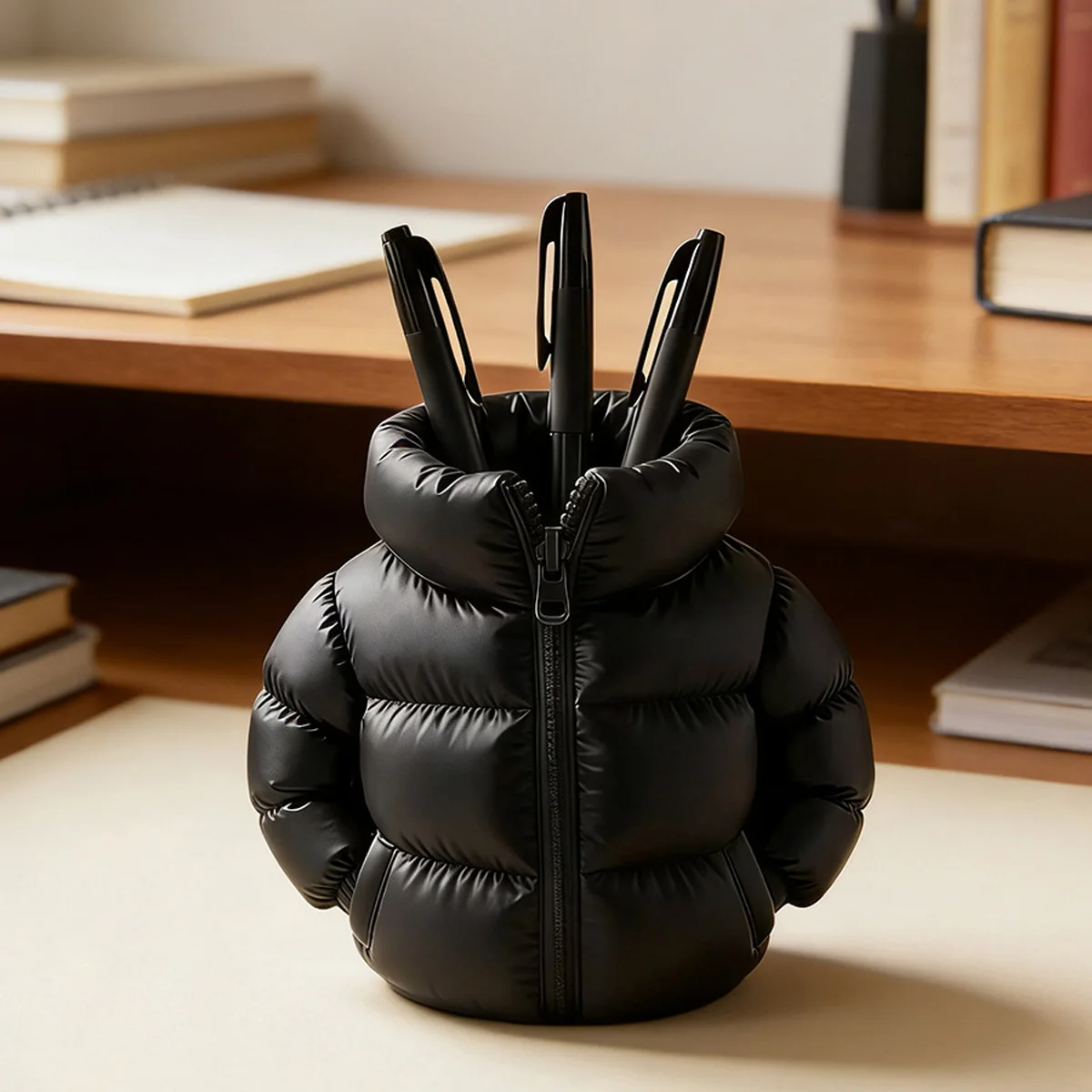 Portaplumas con Diseño de Chaqueta Acolchada Impresa en 3D (7.5*8cm), Organizador Creativo de Escritorio, Adorno, Soporte para Bolígrafos, Regalo, Decoración del Hogar