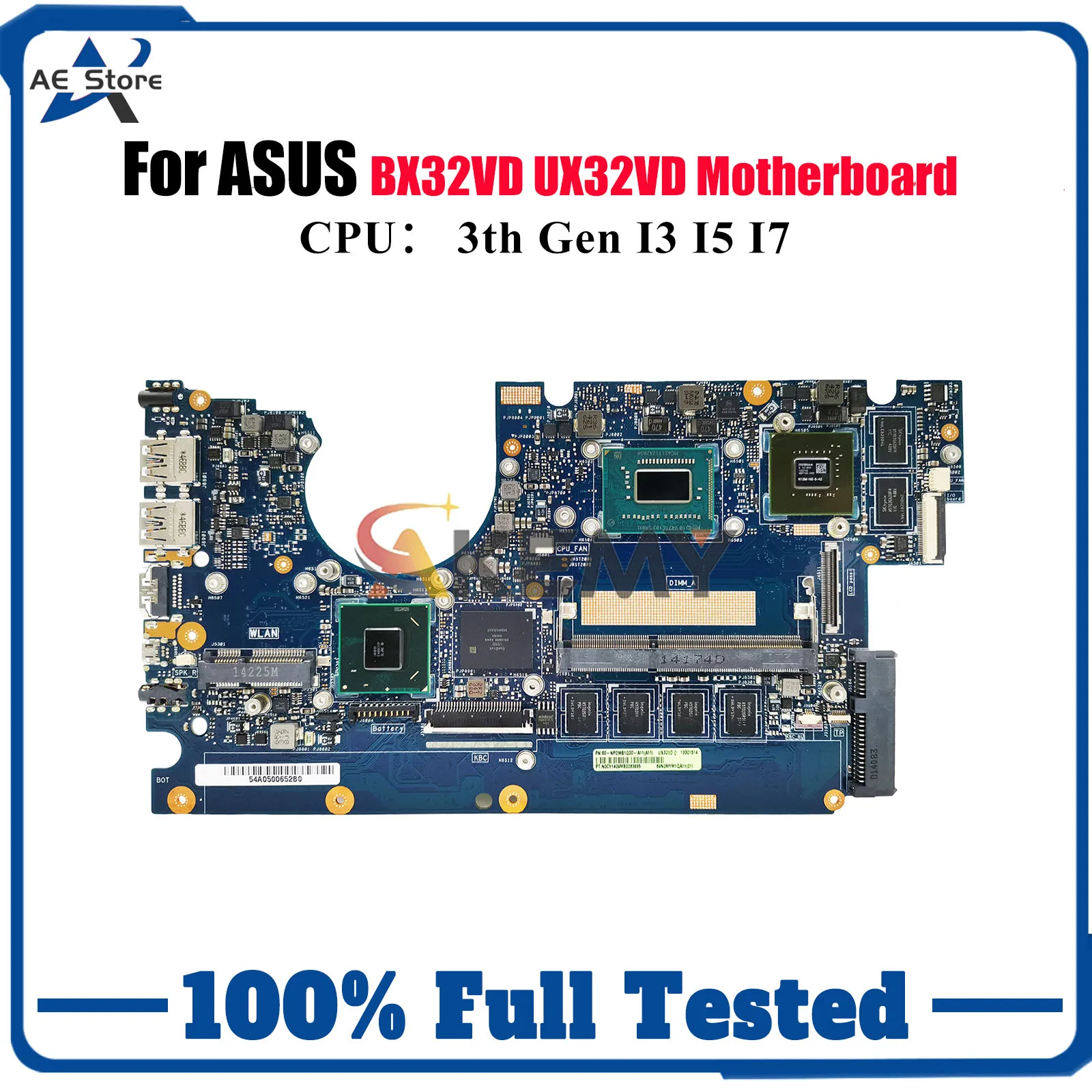 

UX32VD Материнская плата для ноутбука ASUS ZenBook UX32V BX32VD UX32VD Материнская плата для ноутбука с процессором I3 I5 I7 100% тестирование ОК быстрая доставка