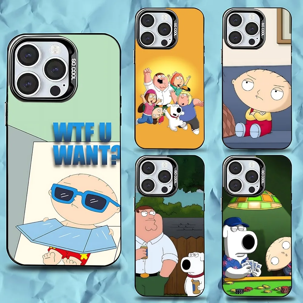 

F-Family Funny Guy Phone Case For iPhone 16,15,14,13,12,11,Pro,Max,Plus,Mini,XS,SE Anti Fall Black Matte Hard Bumper