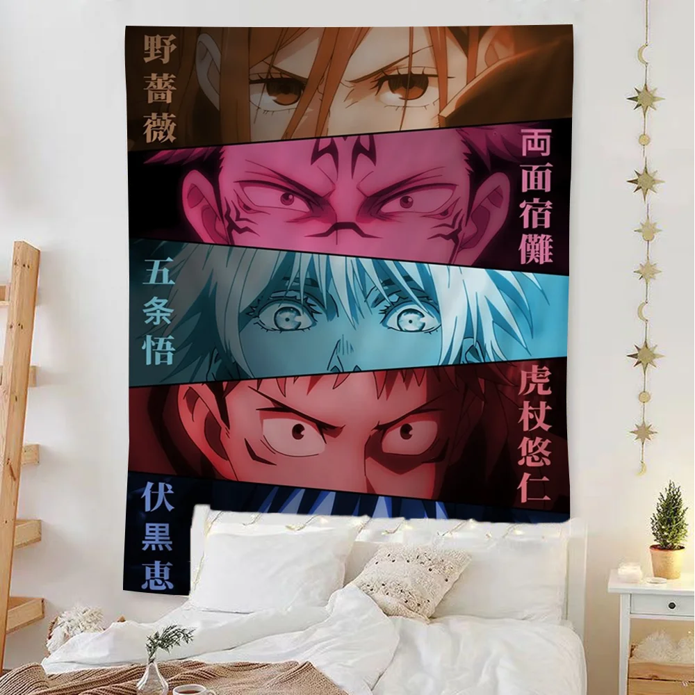 Jujutsu Kaisen Anime Hanging Bohemian Tapestry Hanging Tarot Hippie Wall Rugs Dorm Wall Hanging Home Decor