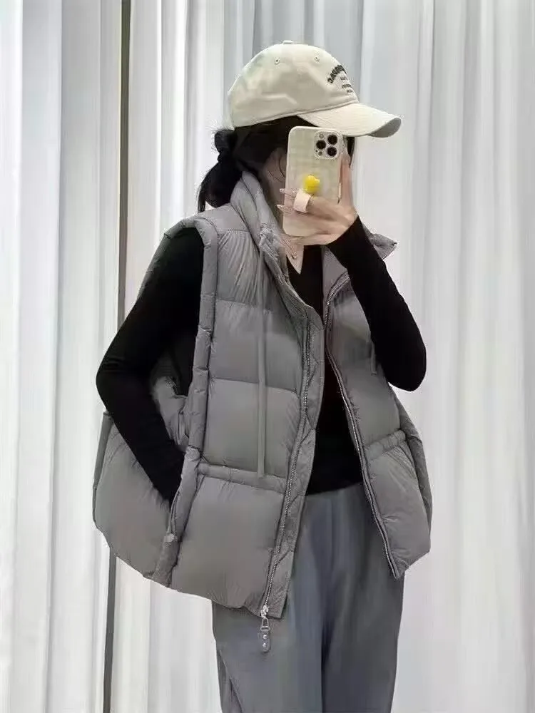 Frauen Herbst Winter Daunenweste Ärmellos Ausgestattet Taille Leichte Gepolsterte Jacken Lässige Ultraleichte Tragbare Weste
