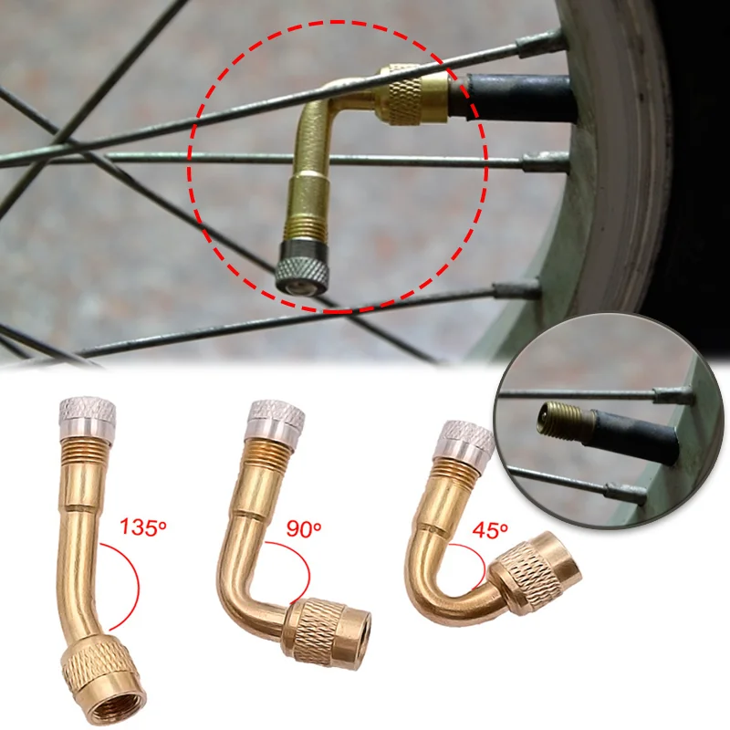 45/90/135 Degree Angle Brass Bike Air Tyre Valve Extender Bike Motorcycle Valve Adaptor Tyre Inflatable Tube Extension Adapter