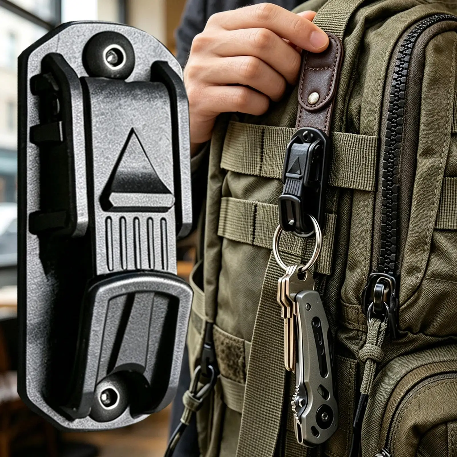 Belt Key Clip Multifunctional Carabiner Hook Buckle Black Carabiner for Rescue Survival Outdoor Camping Hiking Backpacking