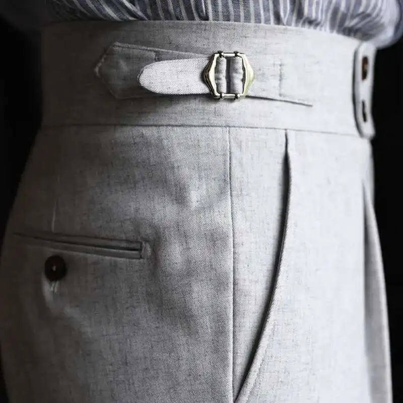 Pantaloni formali da uomo italiani Pantalones Hombre 2023 Dress pantaloni alla caviglia da uomo pantaloni dritti a vita alta britannici pantaloni sociali da uomo pantalone