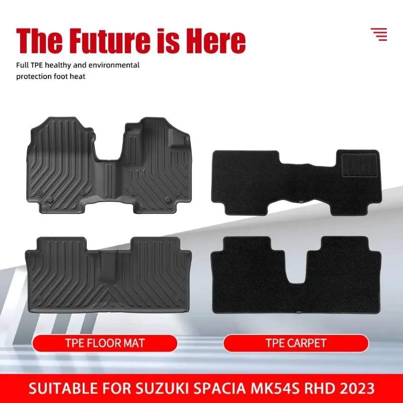 RHD Custom3D TPE Car Floor Mats For Suzuki Spacia MK54S 2023 Full Coverage All-Weather Waterproof Liners Anti-Slip & Easy Clean