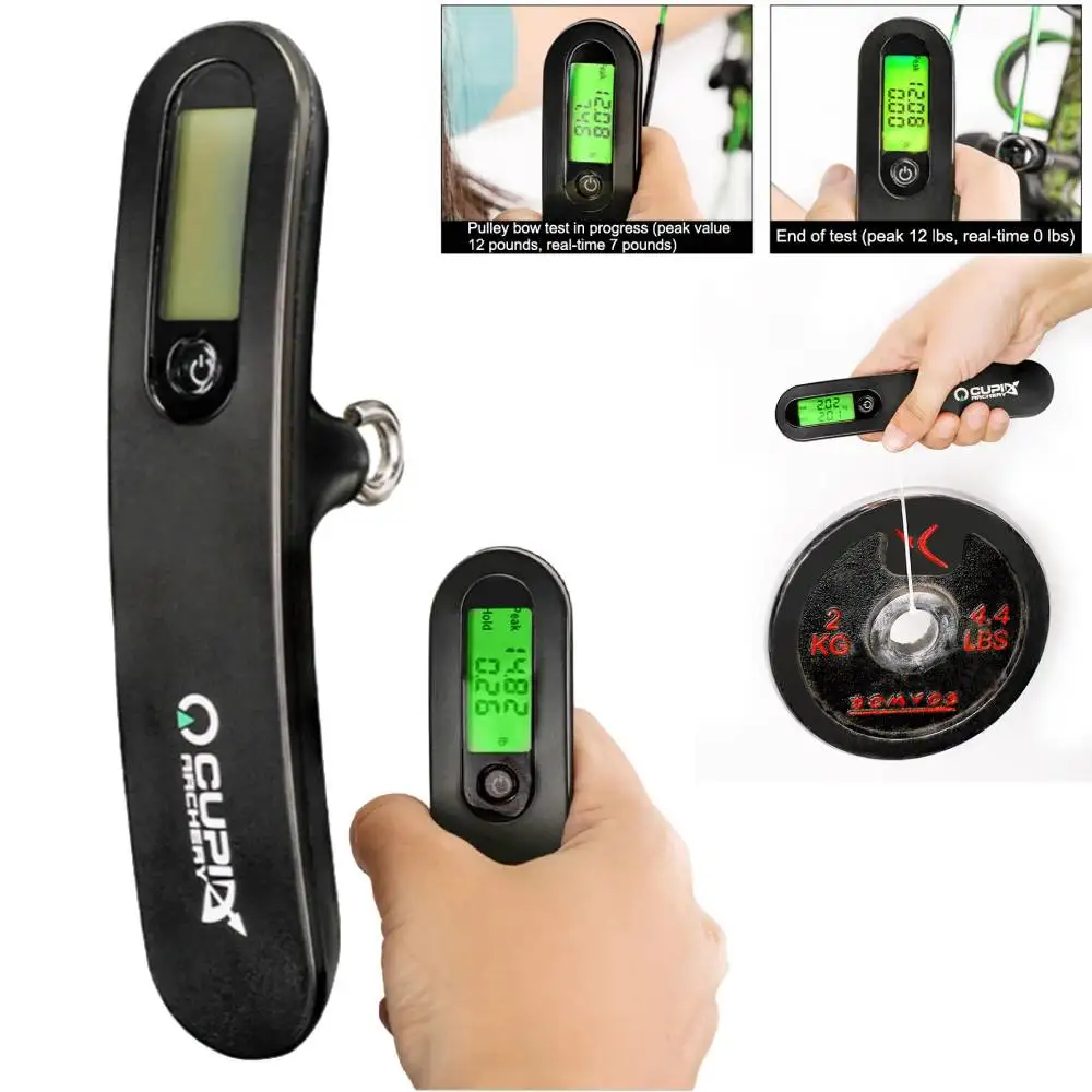 Archery LED Bow Scale 110lbs Draw Weight Weighing Tool Dynamometer Archery Compound Recurve Bow Measuring Instrument Test Tool