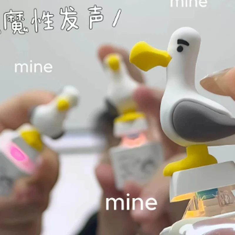 Mine Seagull Keycap Keychain Luminous Sounding Stress Relief Creative Fidget Toy Portable Electronic Pendant For Adult Relax