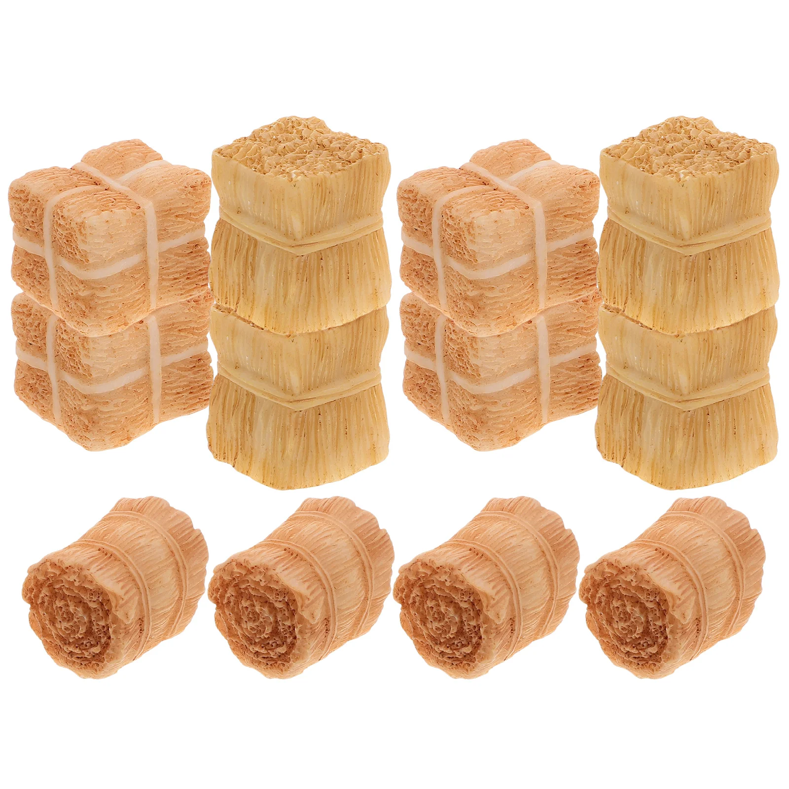 12pcs Mini Hayrick Decoration Farm Straw Ornament House Yard Scene Micro Artificial Bales Simulated Outdoor Decor Miniature