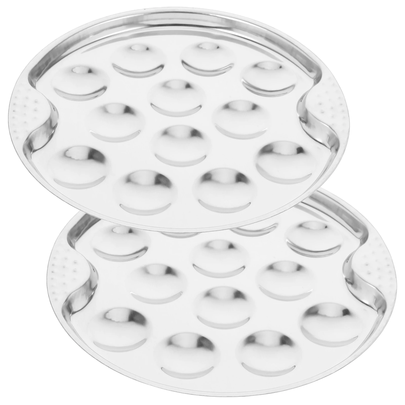 

2 Pcs Snails Escargot Pan Reusable Round Stainless Steel Plates Shrimp Shrimp Oyster BBQ Kitchen Steam Egg Set