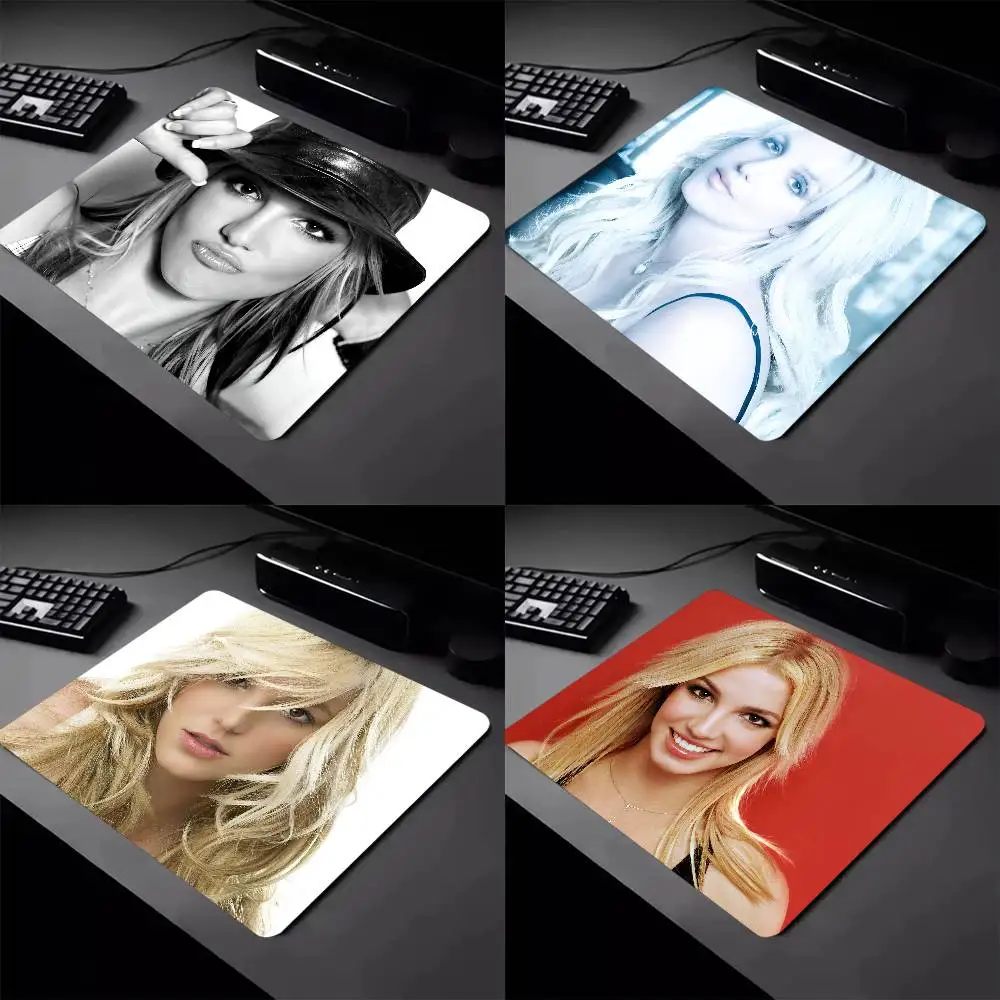 Singer Britney Spears Mousepad Small LockEdge Mouse Pad For Gamers Computer Desk Pad Rectangular Anti-slip Rubber